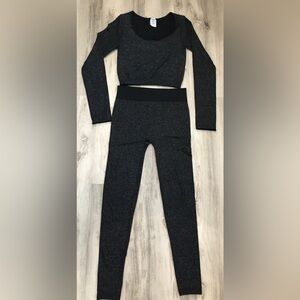 No Boundaries Set Seamless Pants  Blouse Party Casual Black Metallic XL